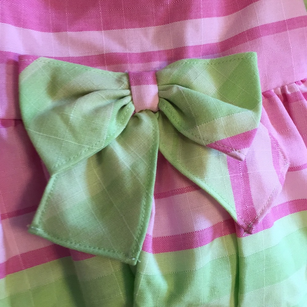 Beauty of a dress pink, lime stripes is adorable - Picture 6 of 7